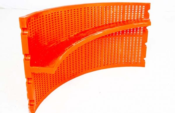 Orange curved polyurethane screen panel